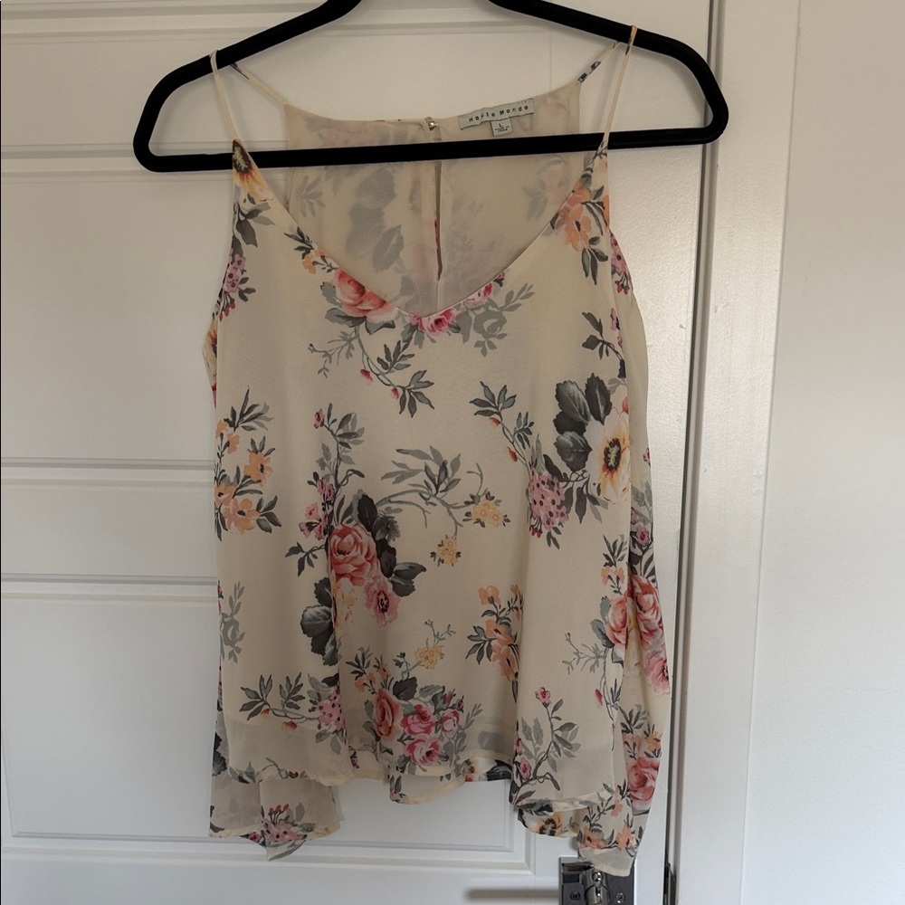 NWOT Cream Floral Spaghetti-Strap Cami